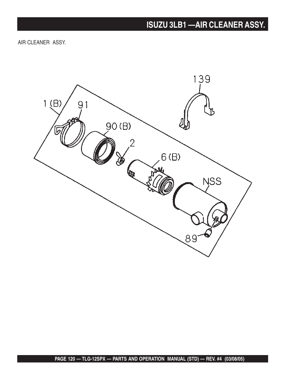 Isuzu 3lb1 —air cleaner assy | Multiquip TLG12SPX User Manual | Page 120 / 126