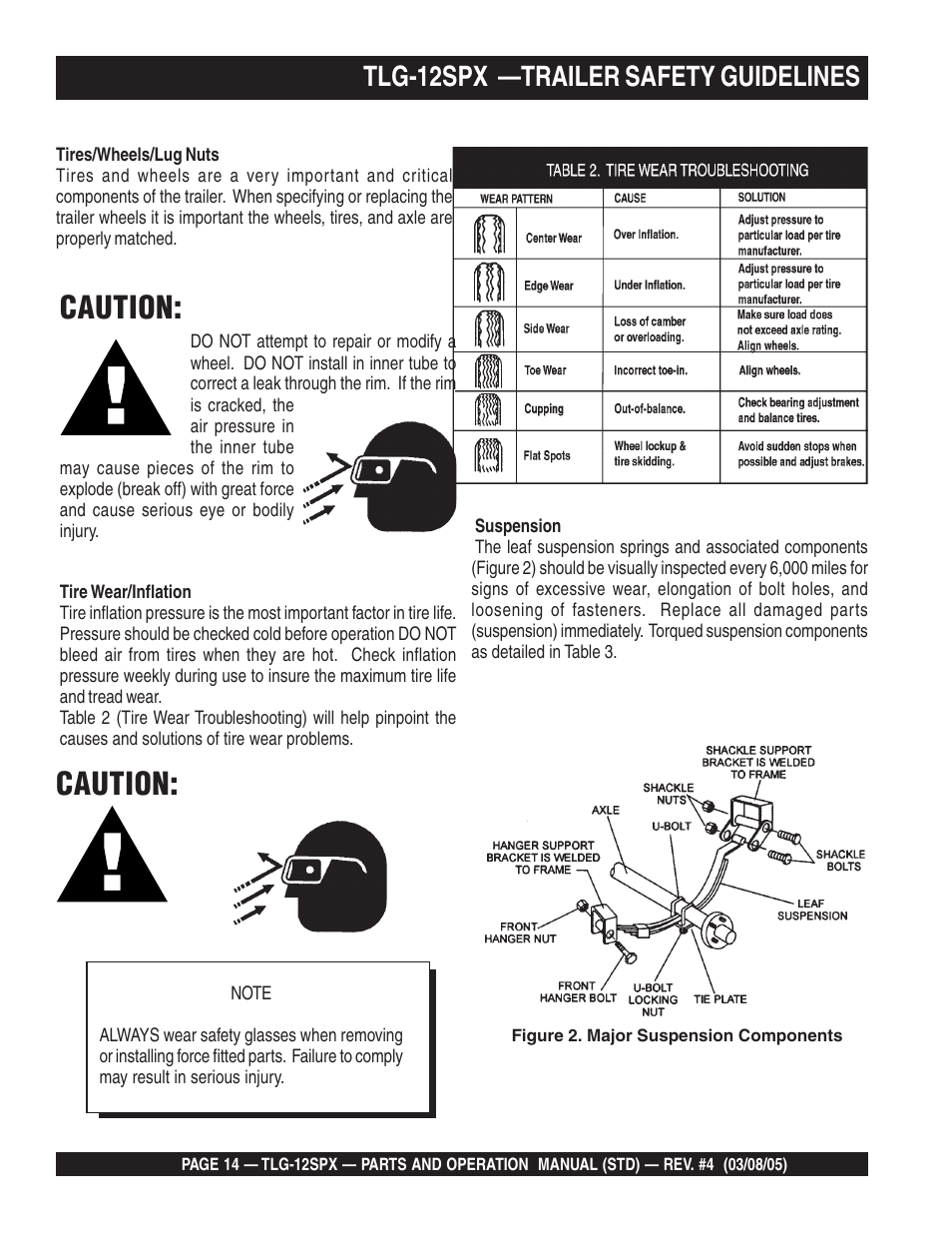 Caution, Tlg-12spx —trailer safety guidelines | Multiquip TLG12SPX User Manual | Page 14 / 126