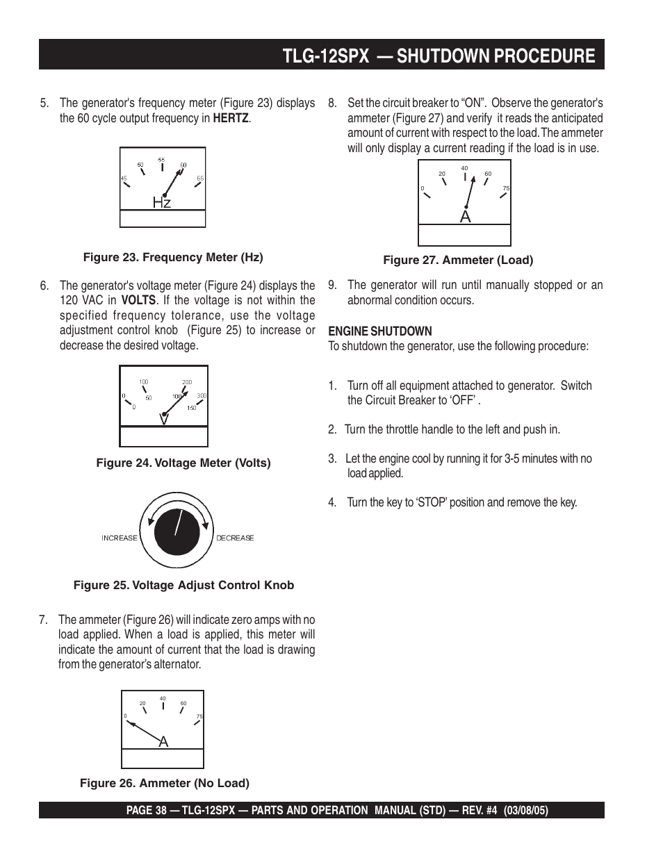 Tlg-12spx — shutdown procedure | Multiquip TLG12SPX User Manual | Page 38 / 126