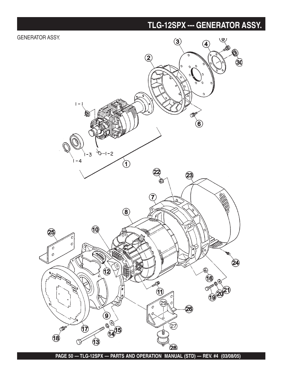 Tlg-12spx --- generator assy | Multiquip TLG12SPX User Manual | Page 50 / 126