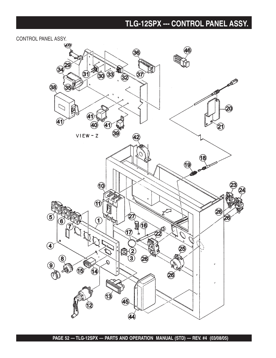 Tlg-12spx --- control panel assy | Multiquip TLG12SPX User Manual | Page 52 / 126