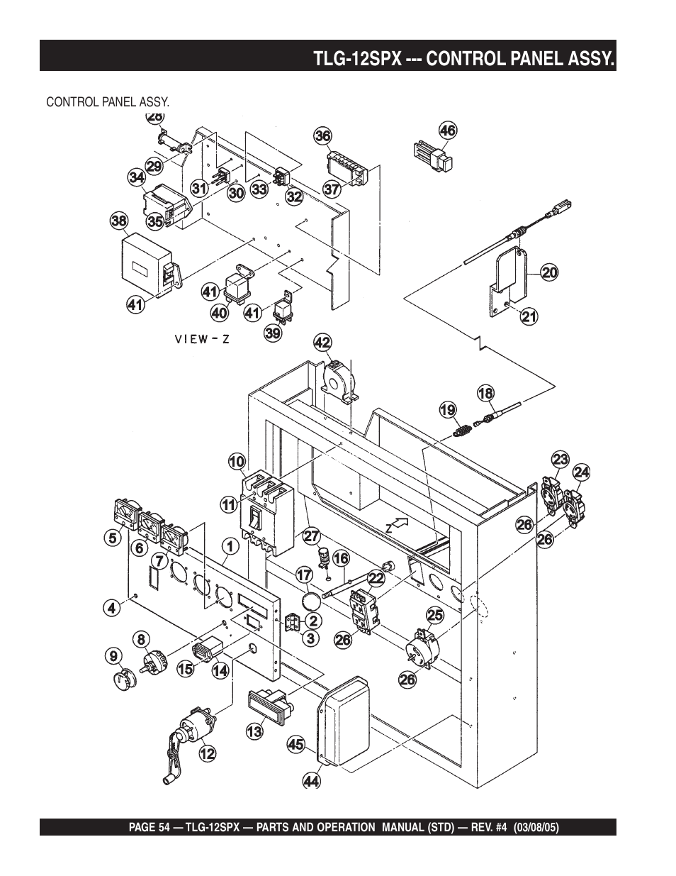 Tlg-12spx --- control panel assy | Multiquip TLG12SPX User Manual | Page 54 / 126