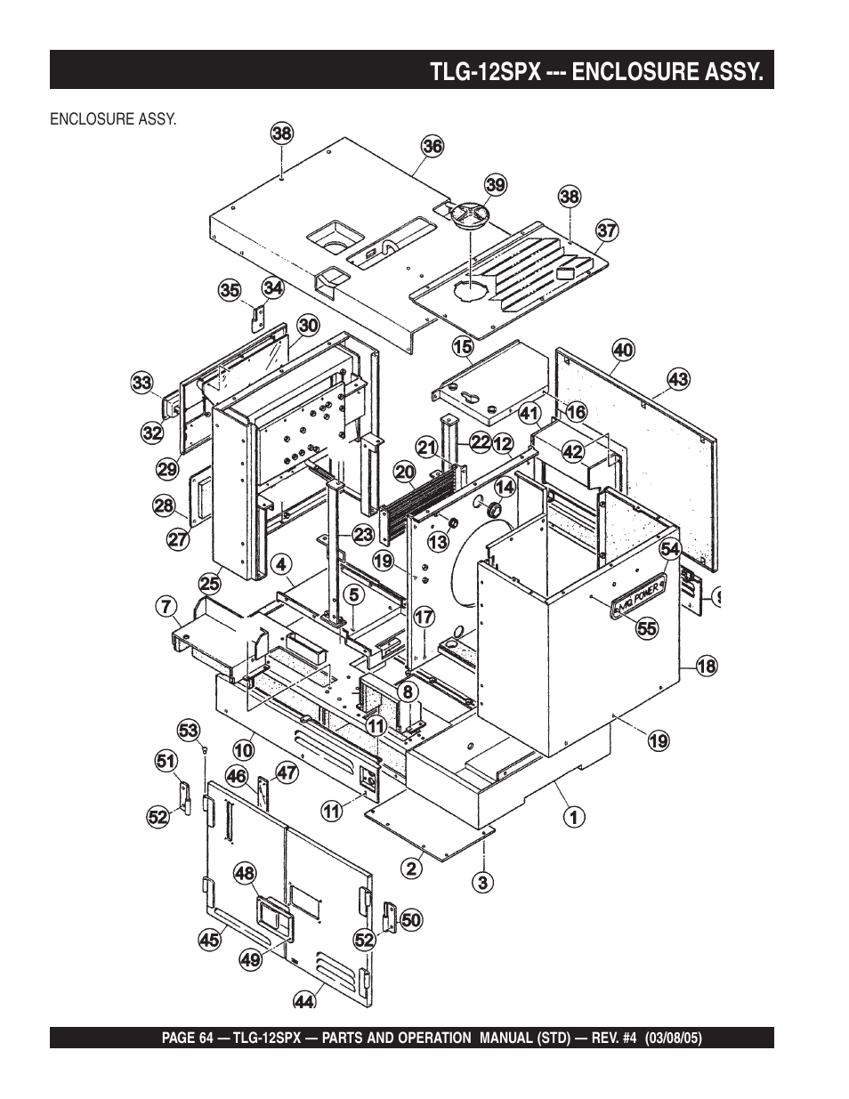 Tlg-12spx --- enclosure assy | Multiquip TLG12SPX User Manual | Page 64 / 126