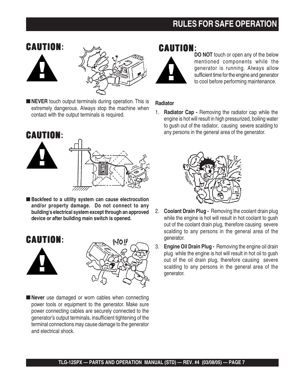Caution, Caution caution | Multiquip TLG12SPX User Manual | Page 7 / 126