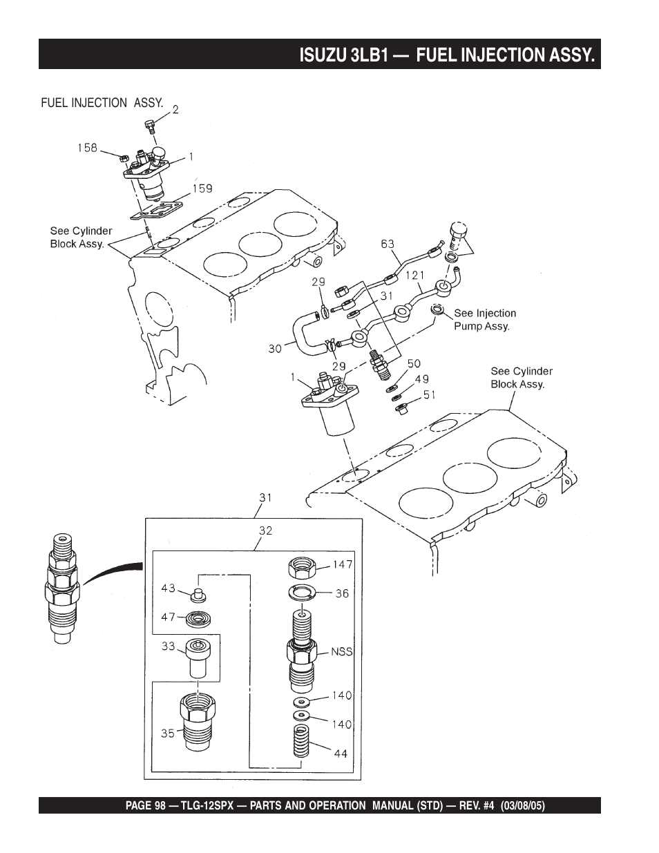 Isuzu 3lb1 — fuel injection assy | Multiquip TLG12SPX User Manual | Page 98 / 126