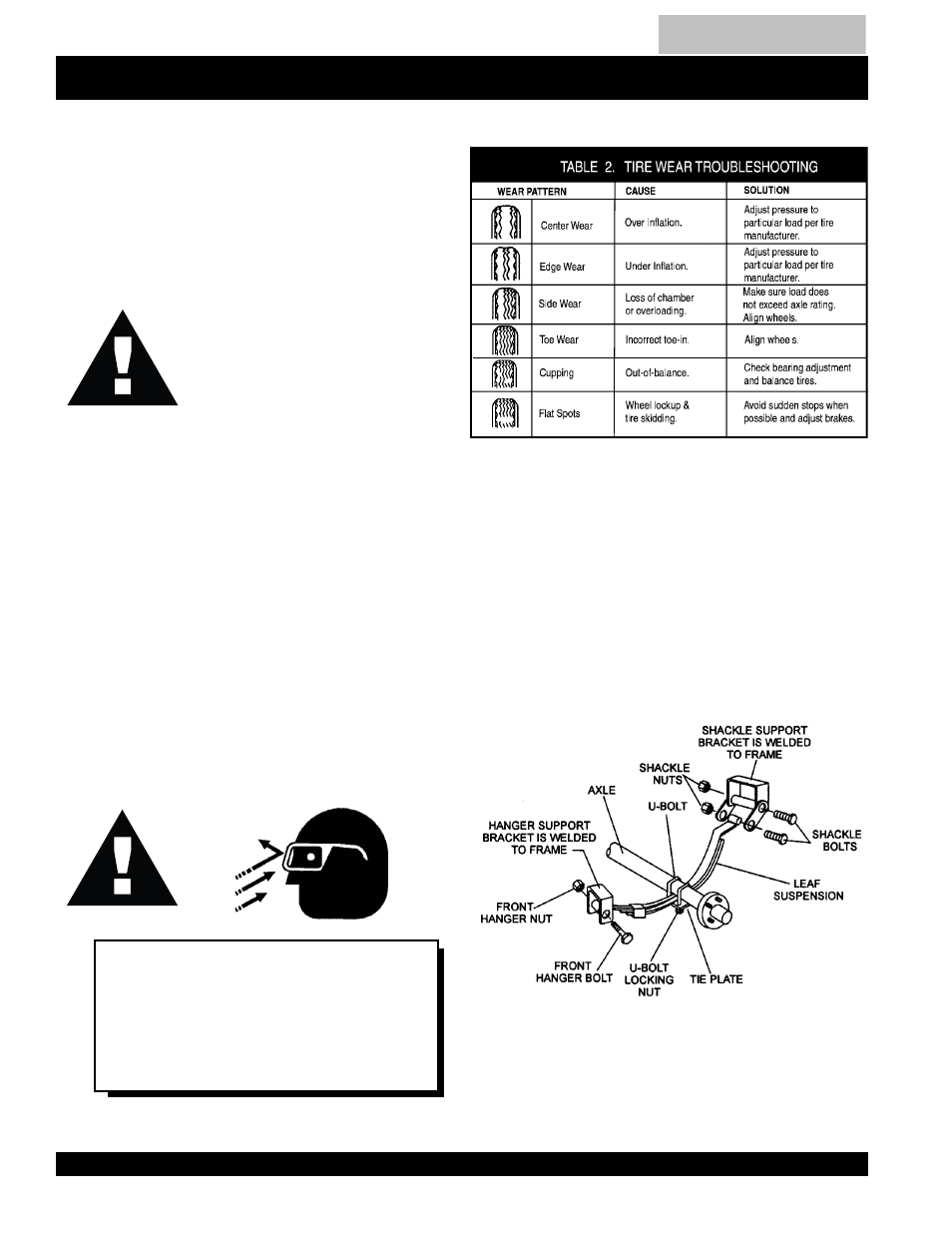 Trailer tires & suspension -17, Caution, Dca-100ssju — trailer tires & suspension | Multiquip DCA100SSJU User Manual | Page 16 / 92