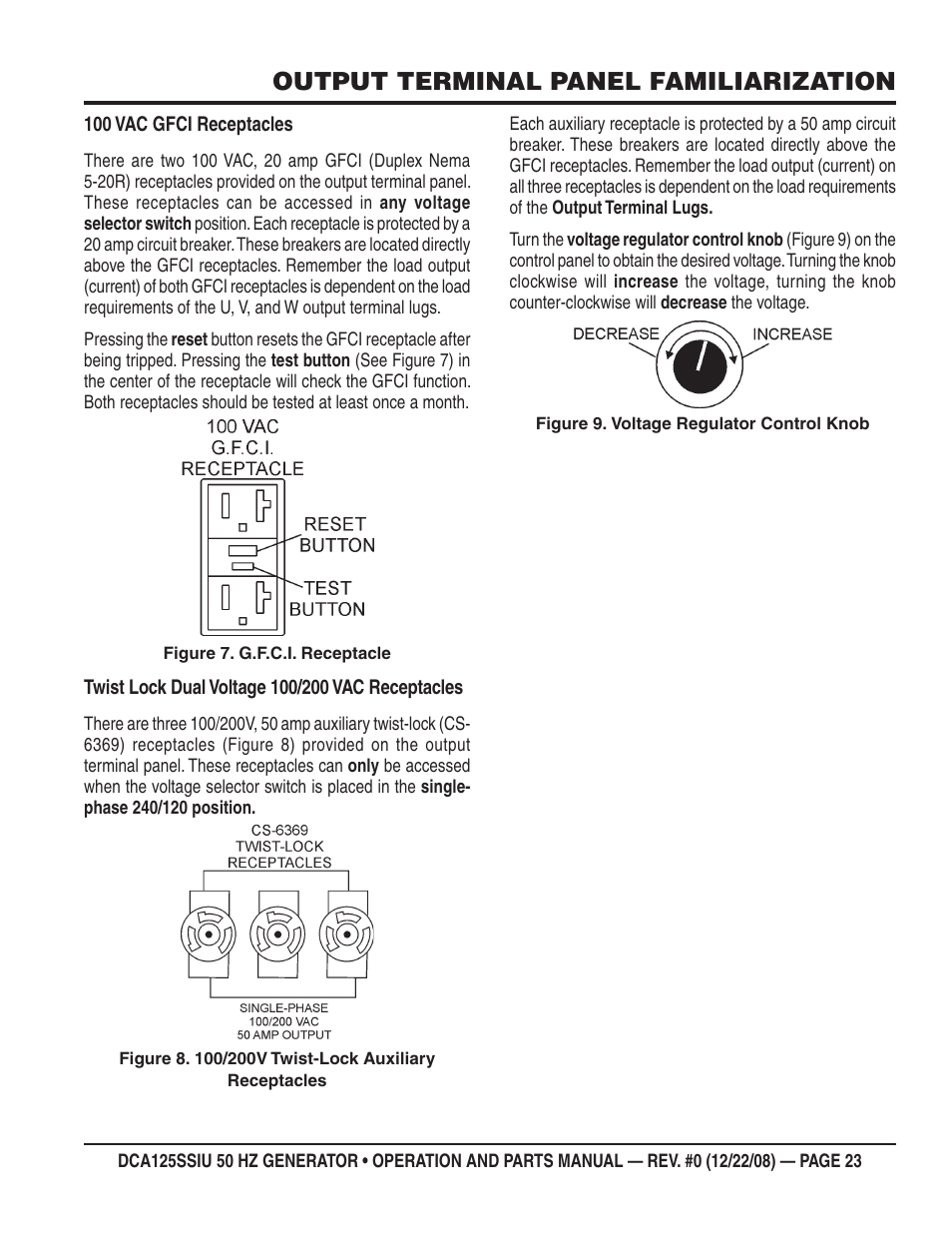 Output terminal panel familiarization | Multiquip DCA125SSIU User Manual | Page 23 / 88