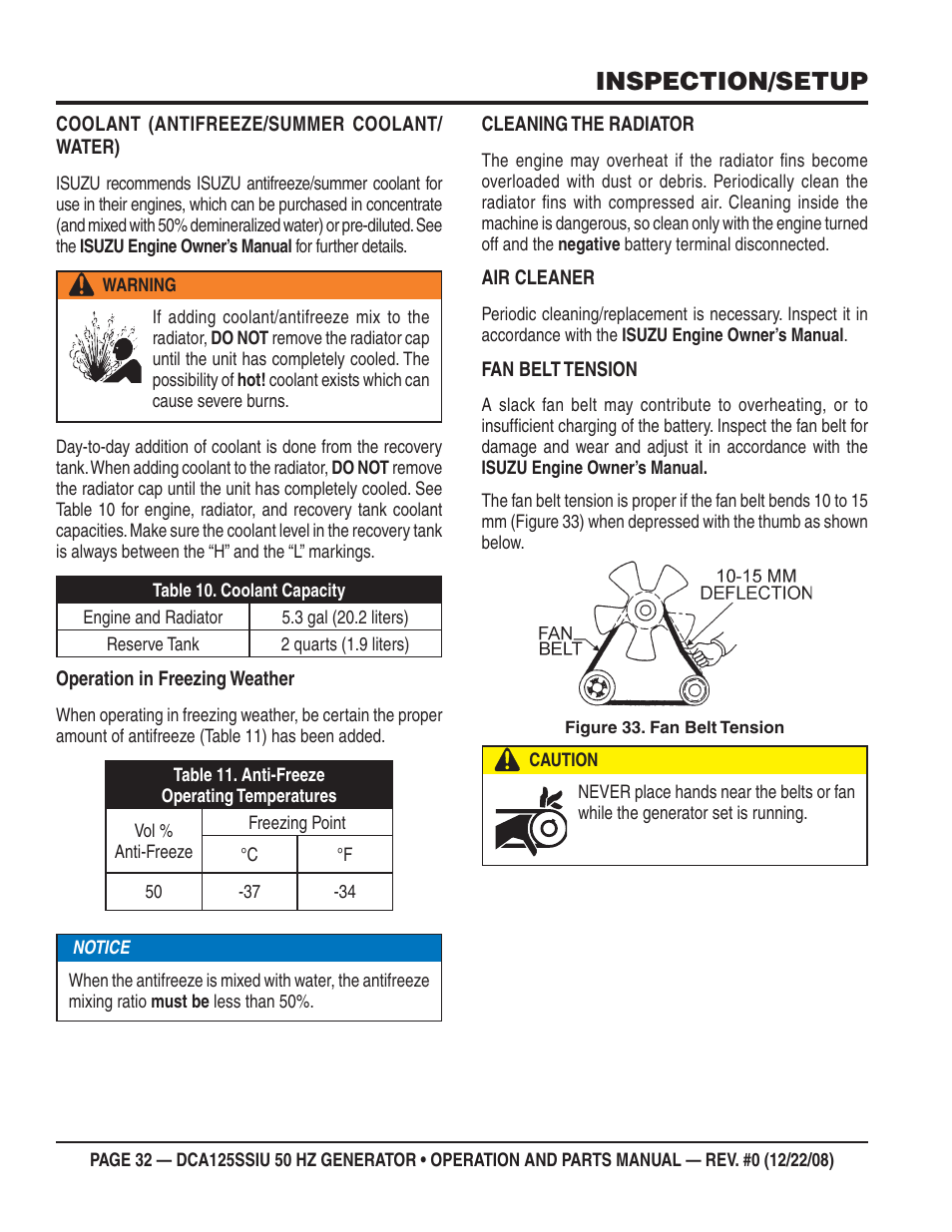 Inspection/setup | Multiquip DCA125SSIU User Manual | Page 32 / 88