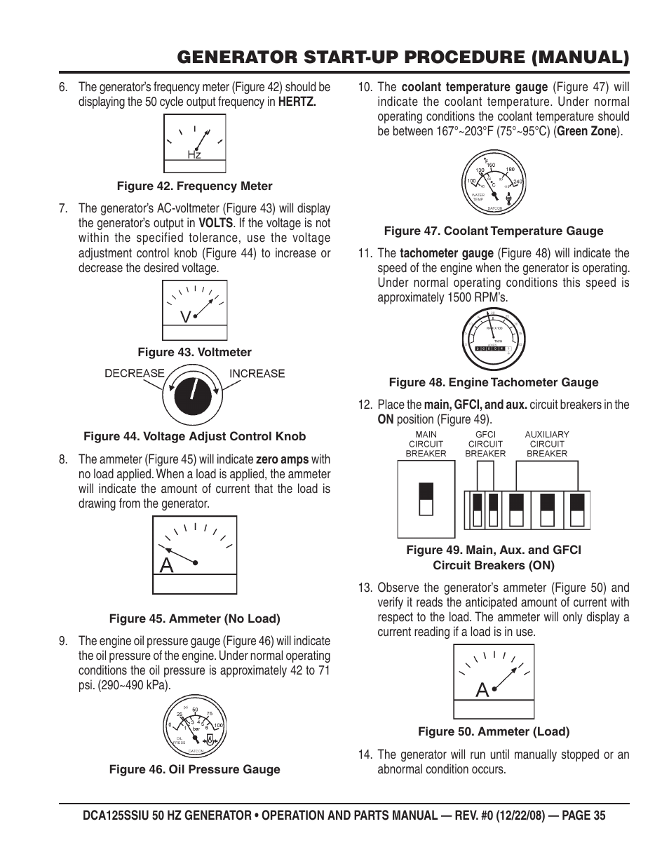 Generator start-up procedure (manual) | Multiquip DCA125SSIU User Manual | Page 35 / 88