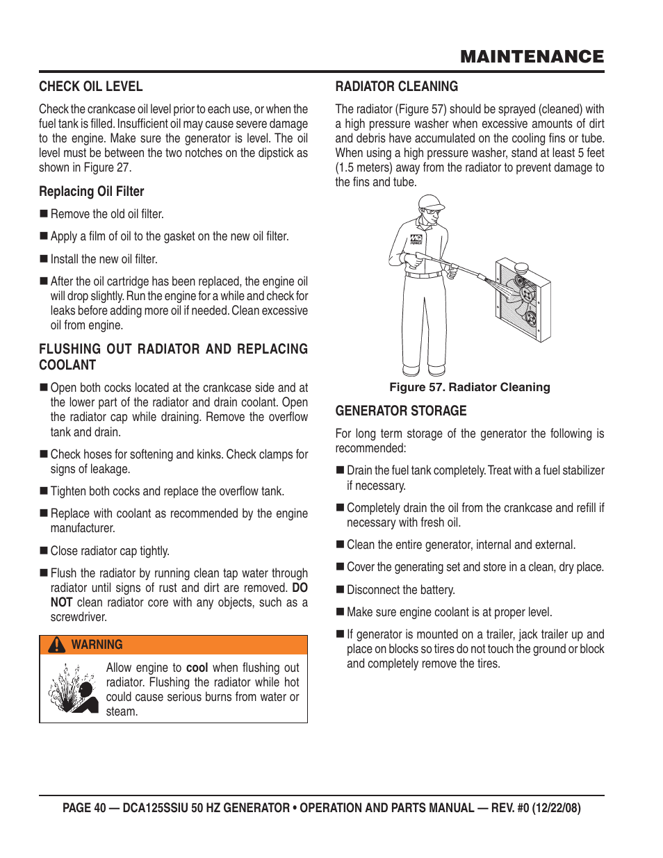 Maintenance | Multiquip DCA125SSIU User Manual | Page 40 / 88