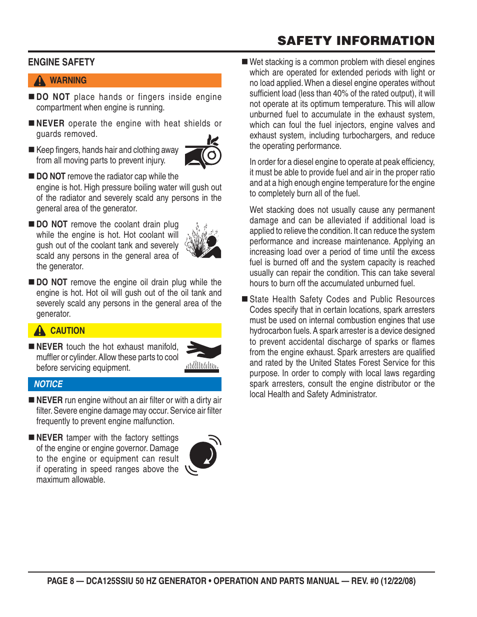 Safety information | Multiquip DCA125SSIU User Manual | Page 8 / 88