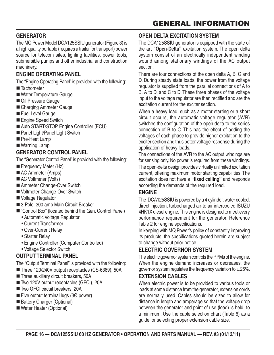 General information | Multiquip DCA125SSIU User Manual | Page 16 / 90
