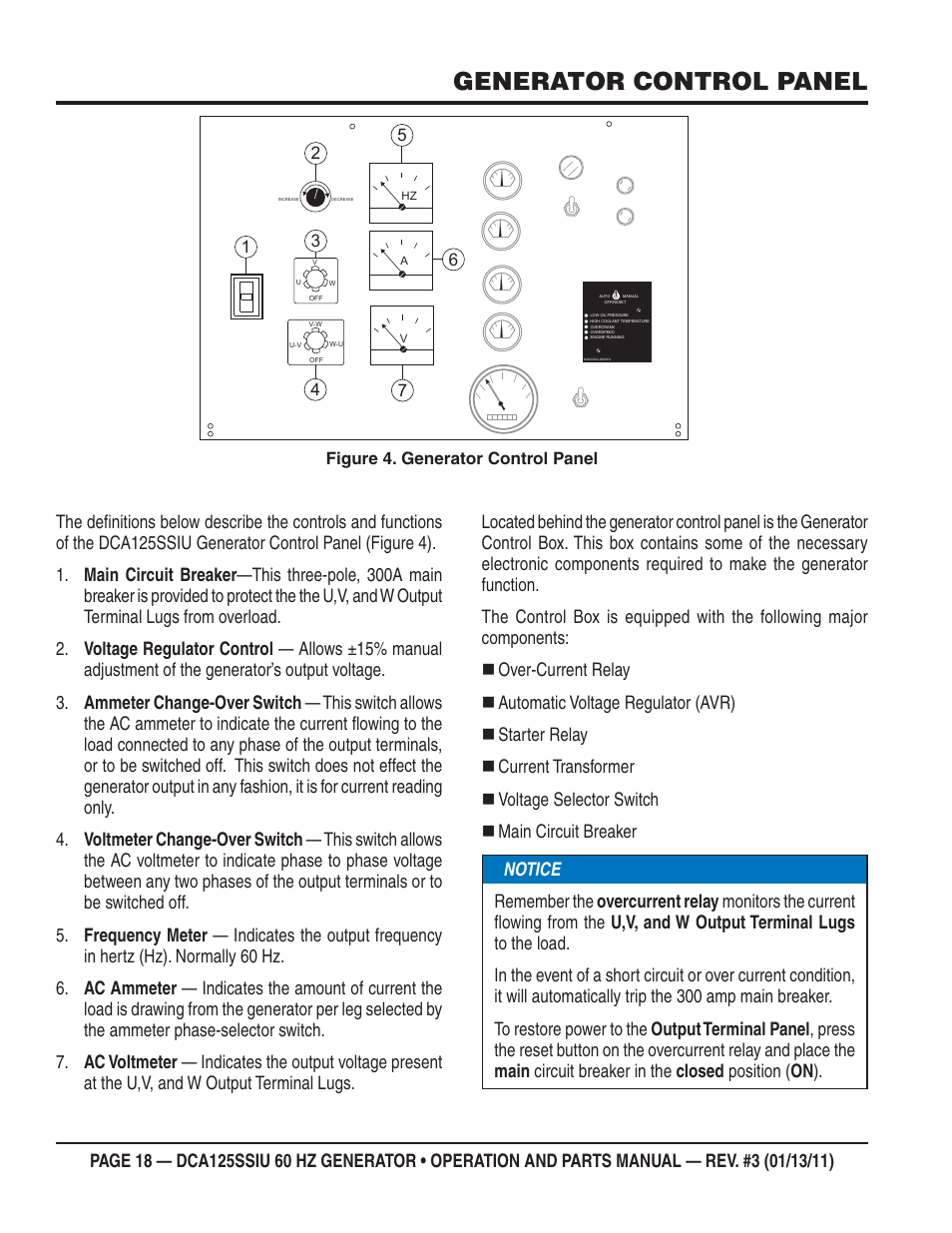 Generator control panel | Multiquip DCA125SSIU User Manual | Page 18 / 90