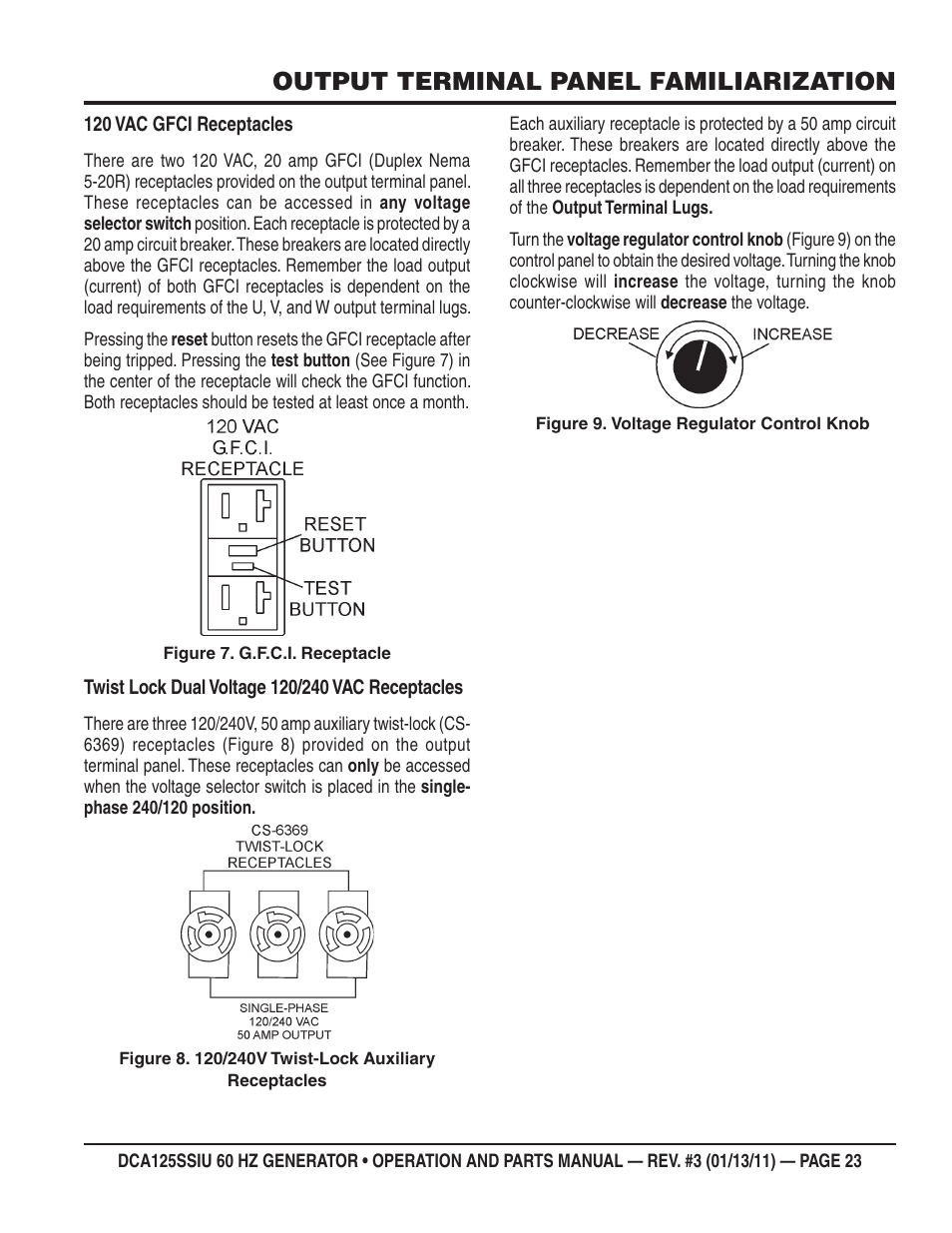 Output terminal panel familiarization | Multiquip DCA125SSIU User Manual | Page 23 / 90