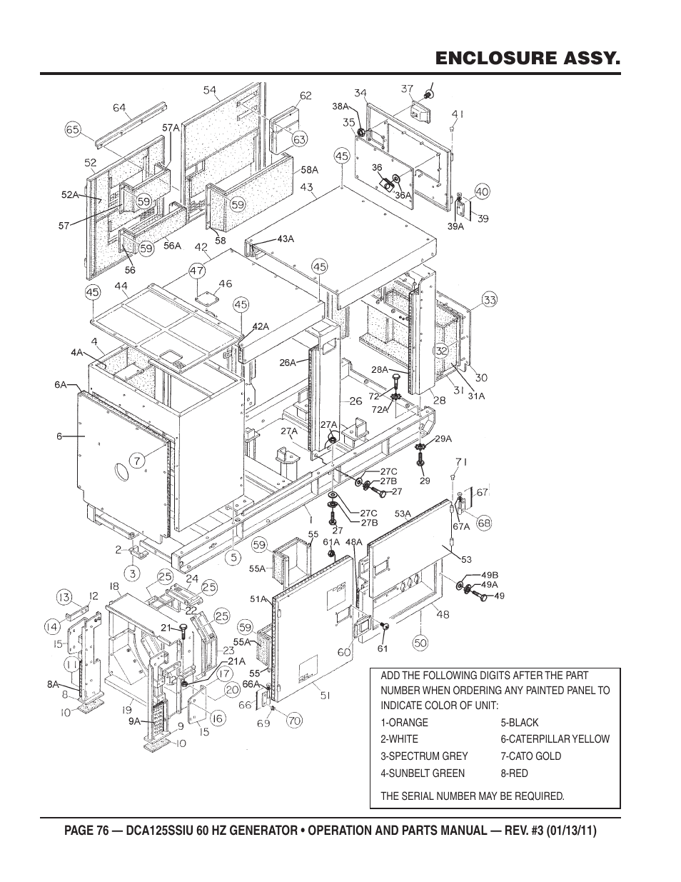 Enclosure assy | Multiquip DCA125SSIU User Manual | Page 76 / 90