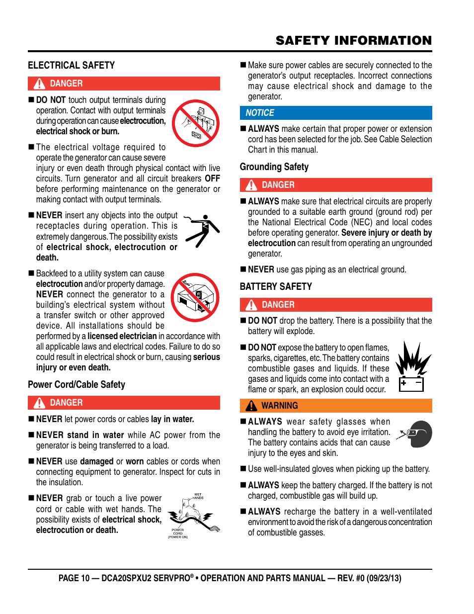 Safety information | Multiquip DCA20SPXU2 User Manual | Page 10 / 102