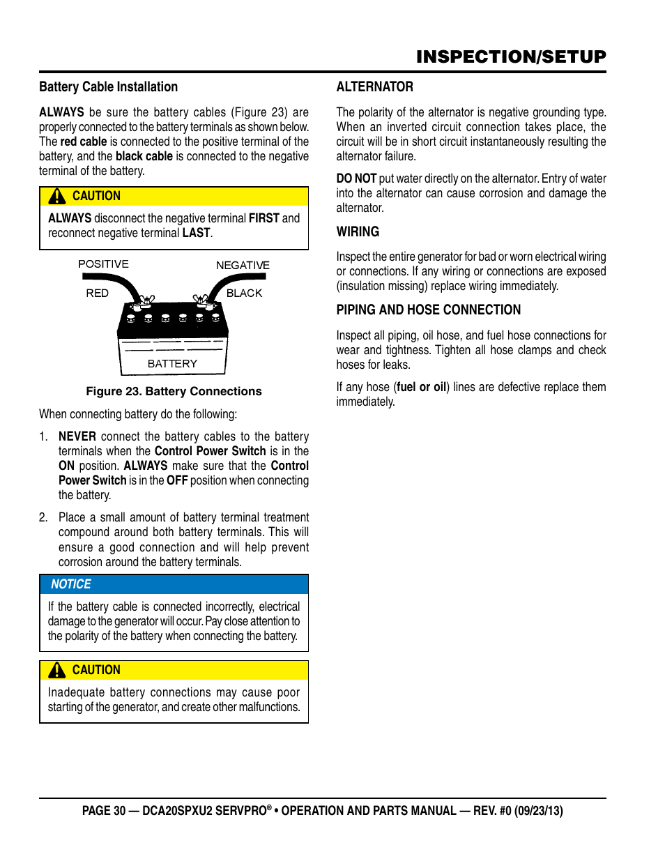 Inspection/setup | Multiquip DCA20SPXU2 User Manual | Page 30 / 102