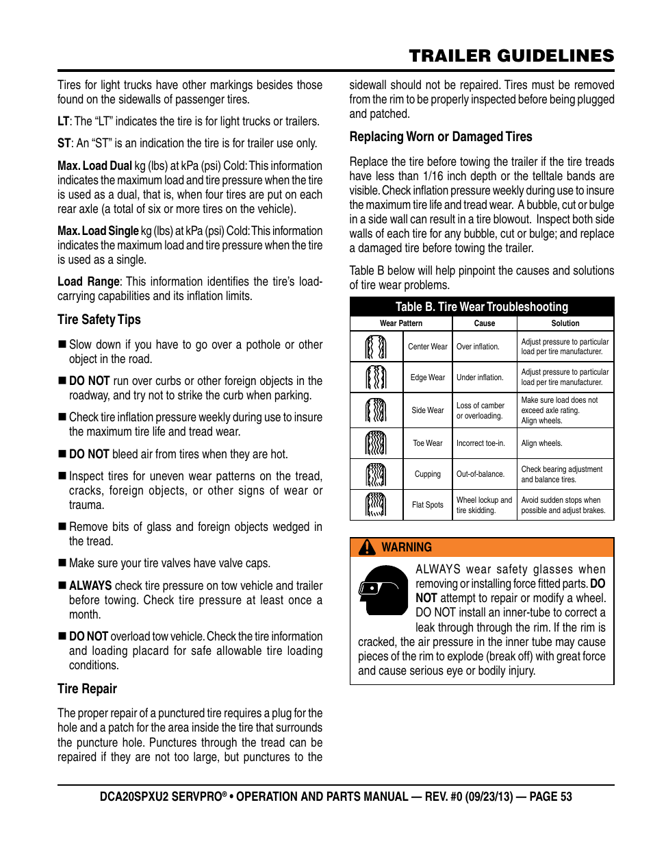 Trailer guidelines | Multiquip DCA20SPXU2 User Manual | Page 53 / 102