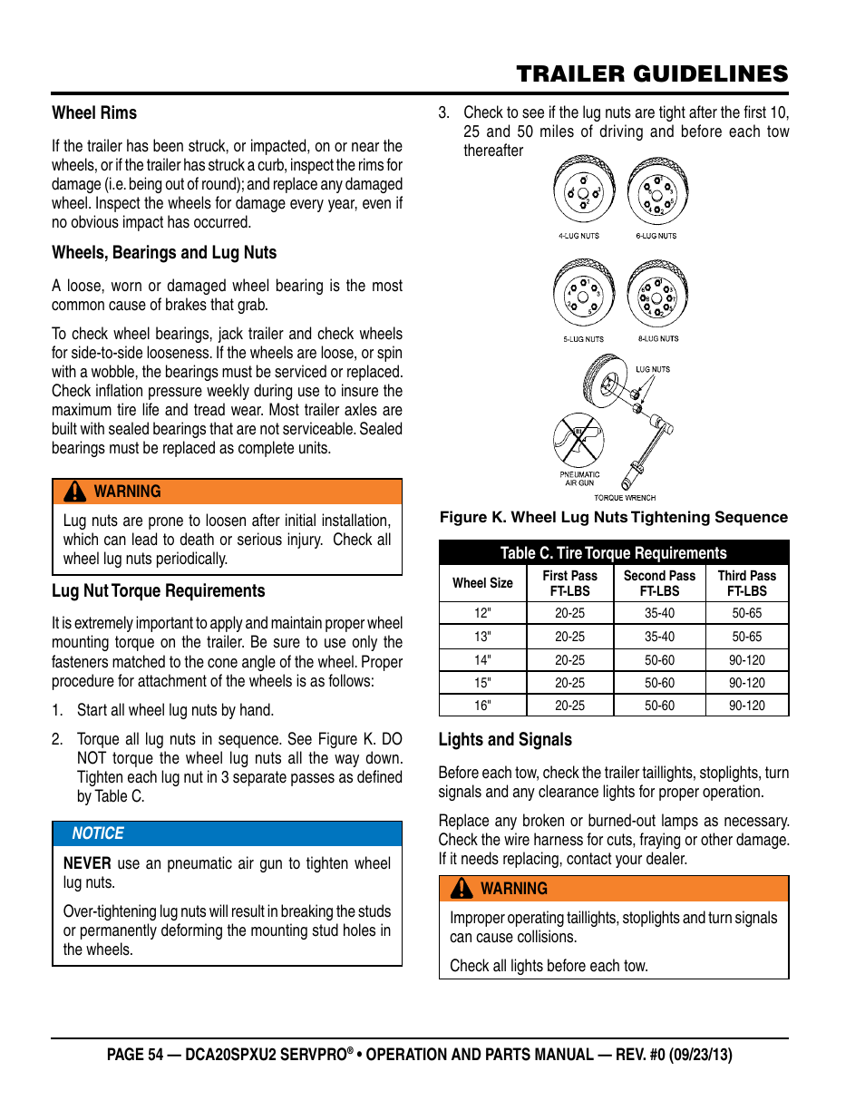 Trailer guidelines | Multiquip DCA20SPXU2 User Manual | Page 54 / 102