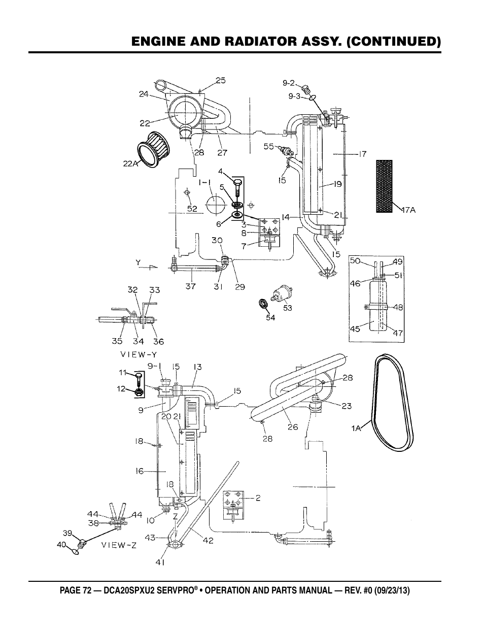 Engine and radiator assy. (continued) | Multiquip DCA20SPXU2 User Manual | Page 72 / 102