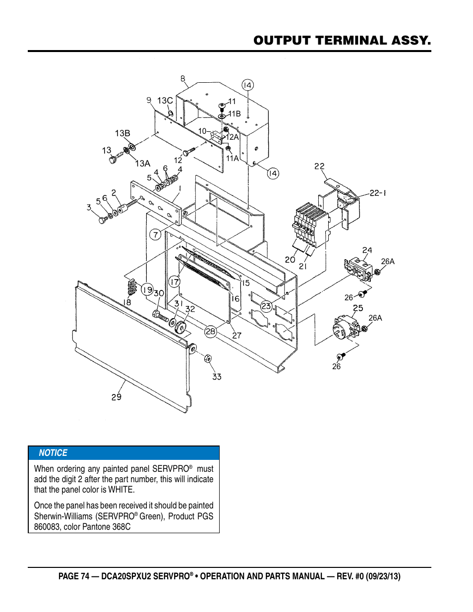 Output terminal assy | Multiquip DCA20SPXU2 User Manual | Page 74 / 102