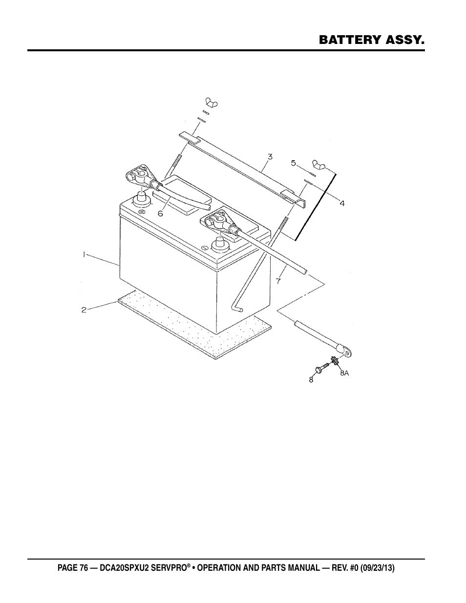 Battery assy | Multiquip DCA20SPXU2 User Manual | Page 76 / 102