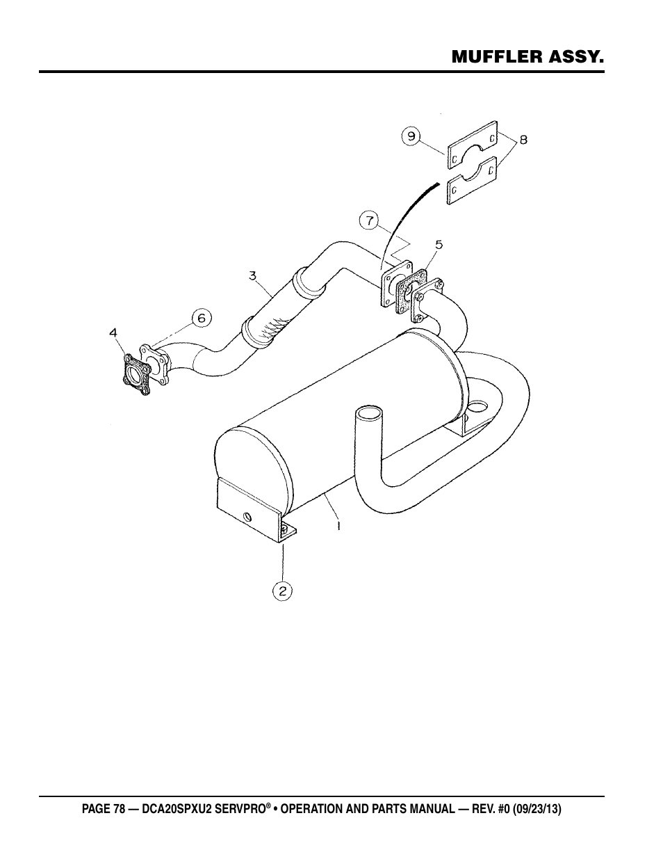 Muffler assy | Multiquip DCA20SPXU2 User Manual | Page 78 / 102
