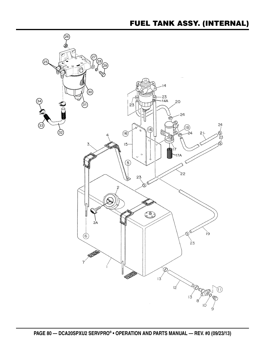 Fuel tank assy. (internal) | Multiquip DCA20SPXU2 User Manual | Page 80 / 102
