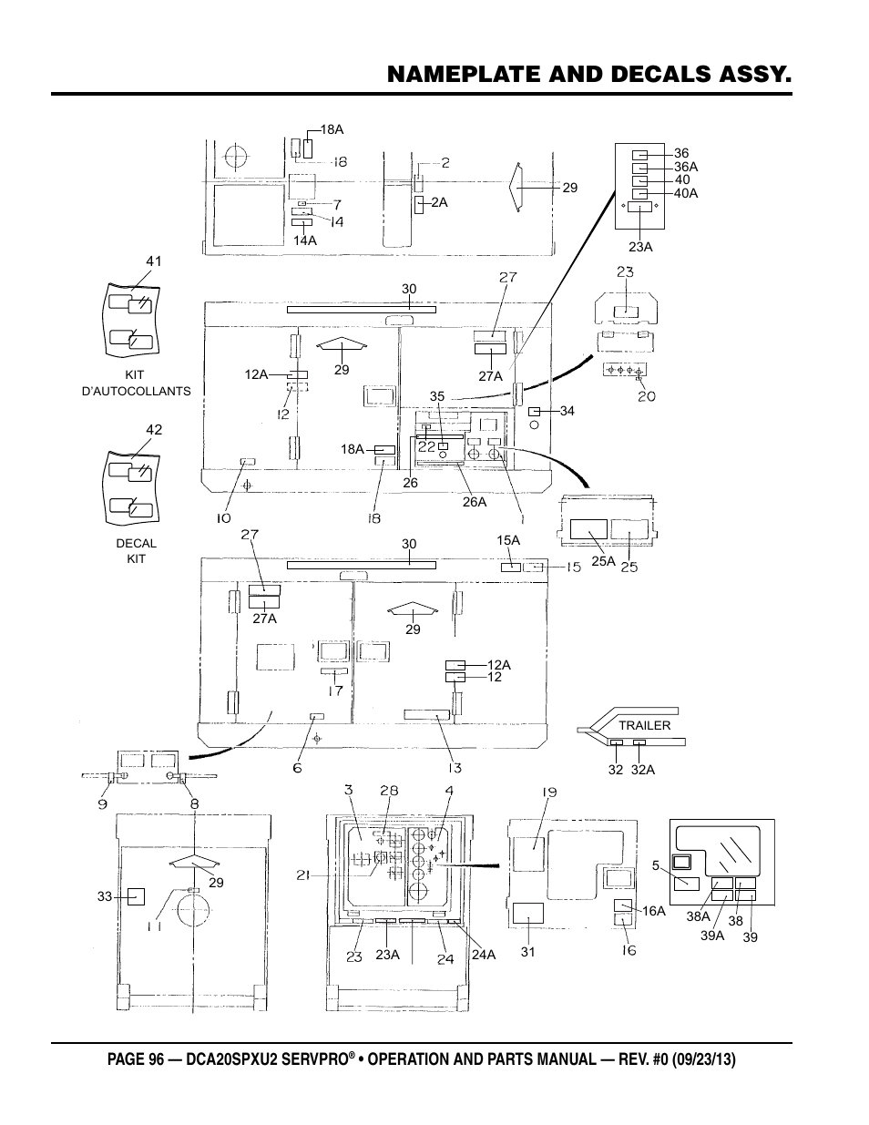 Nameplate and decals assy | Multiquip DCA20SPXU2 User Manual | Page 96 / 102