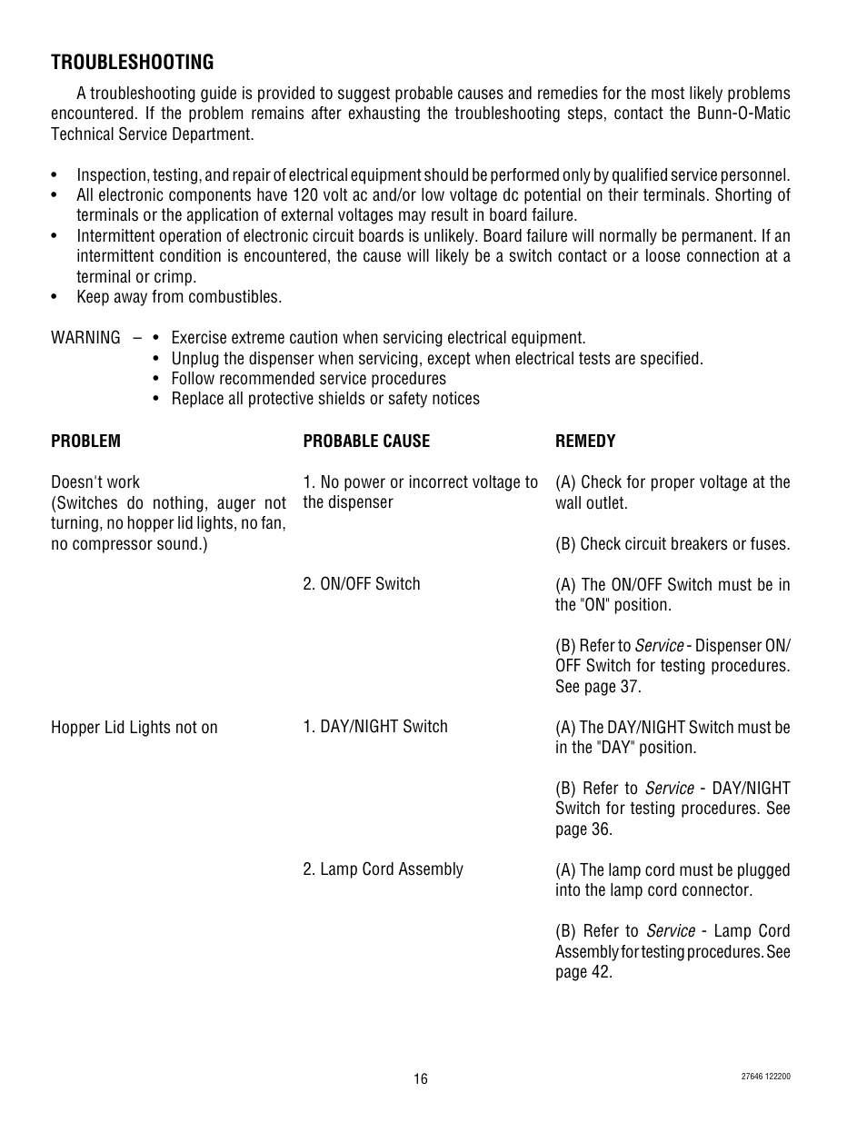 Bunn CDS-3 User Manual | Page 16 / 60