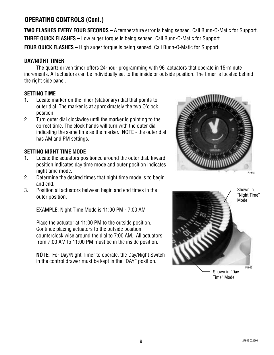 Operating controls (cont.) | Bunn CDS-3 User Manual | Page 9 / 60