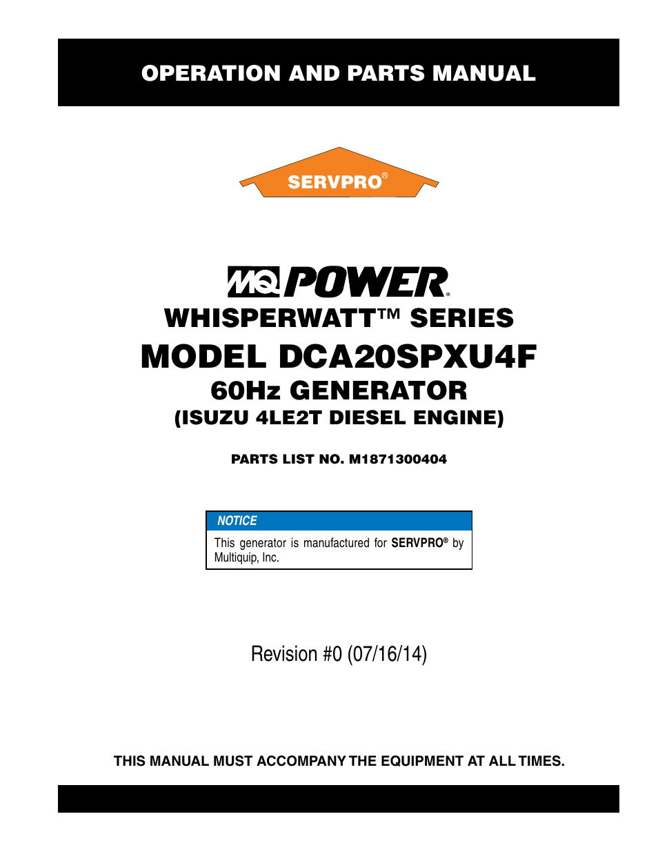 Multiquip DCA20SPXU4F User Manual | 104 pages