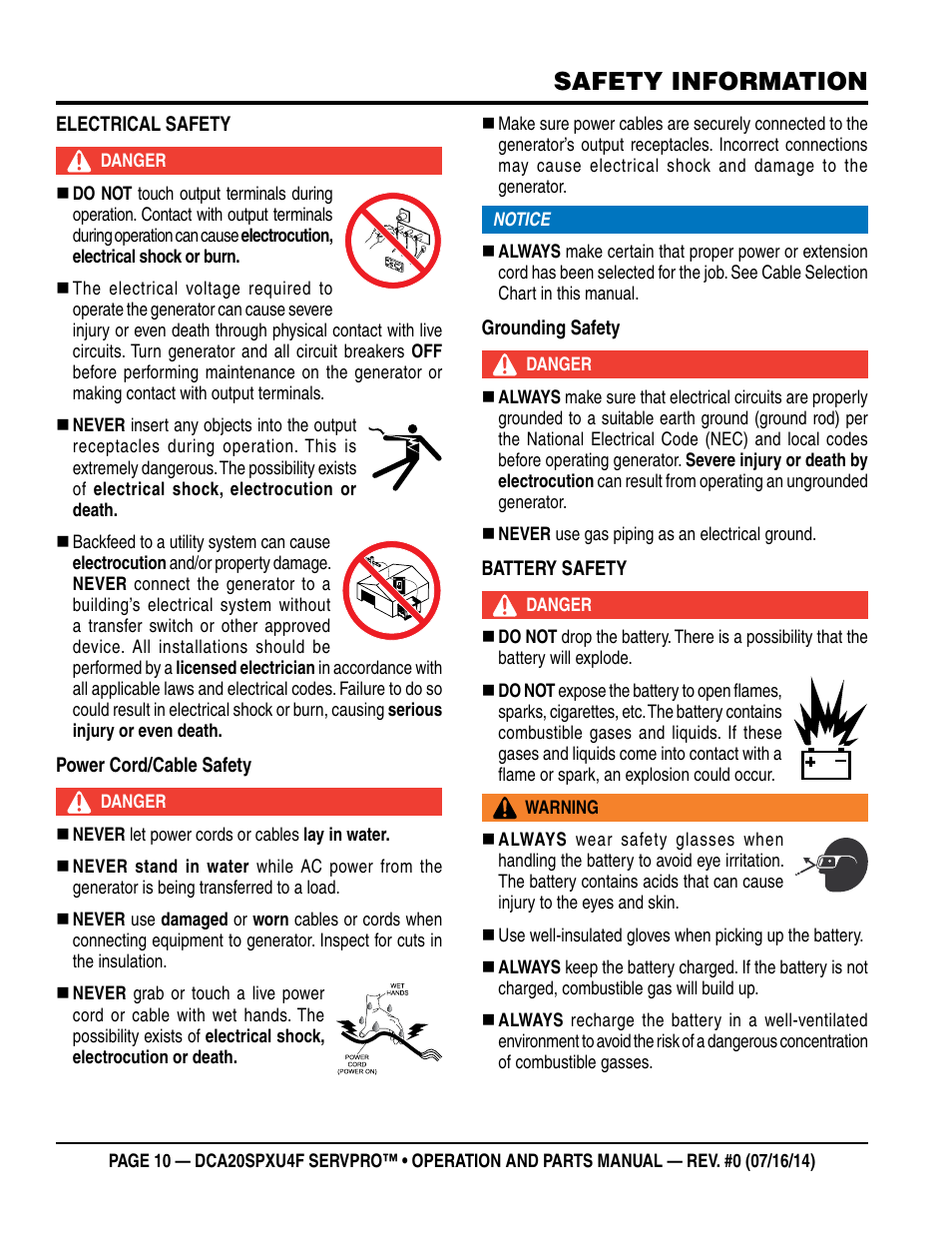 Safety information | Multiquip DCA20SPXU4F User Manual | Page 10 / 104