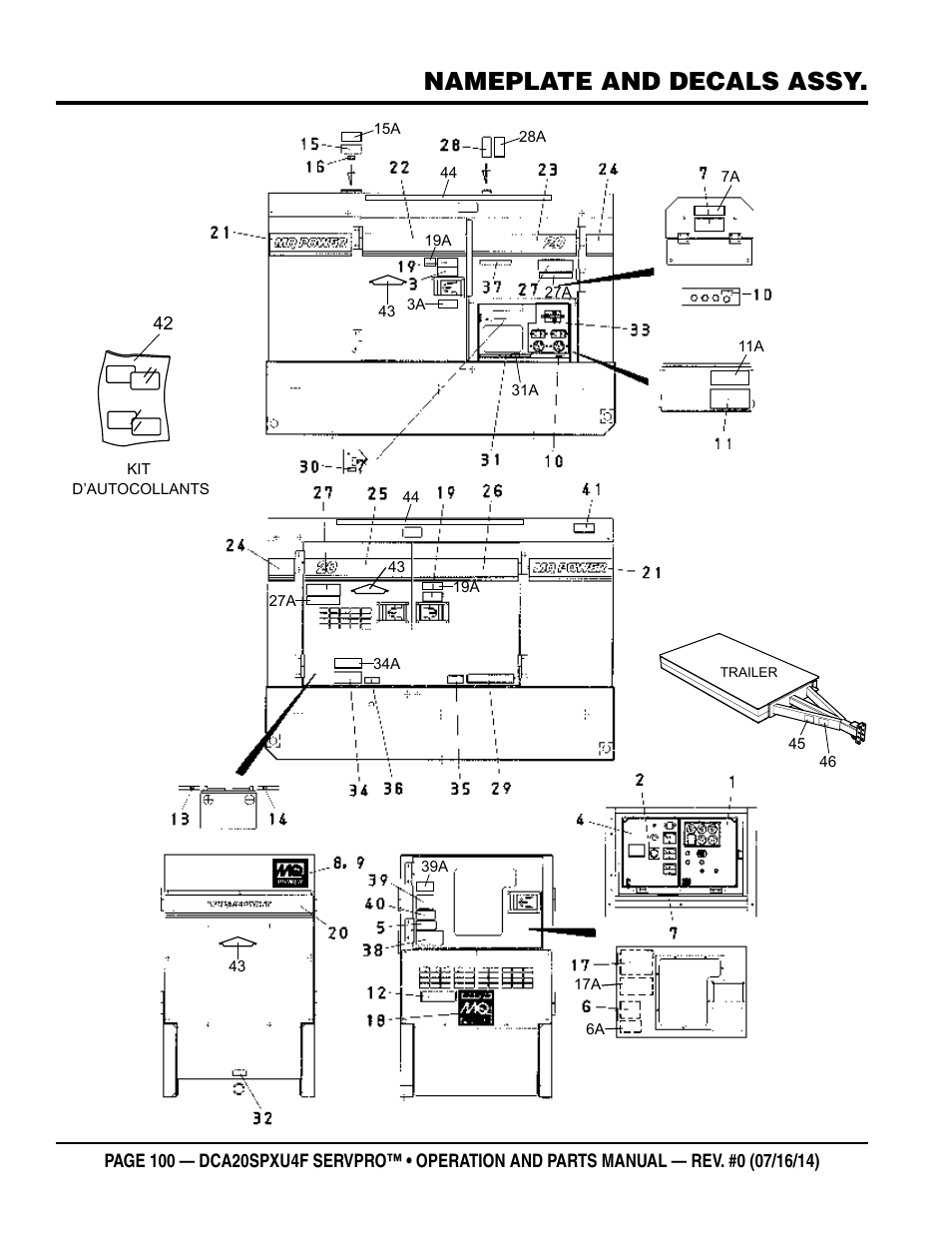 Nameplate and decals assy | Multiquip DCA20SPXU4F User Manual | Page 100 / 104