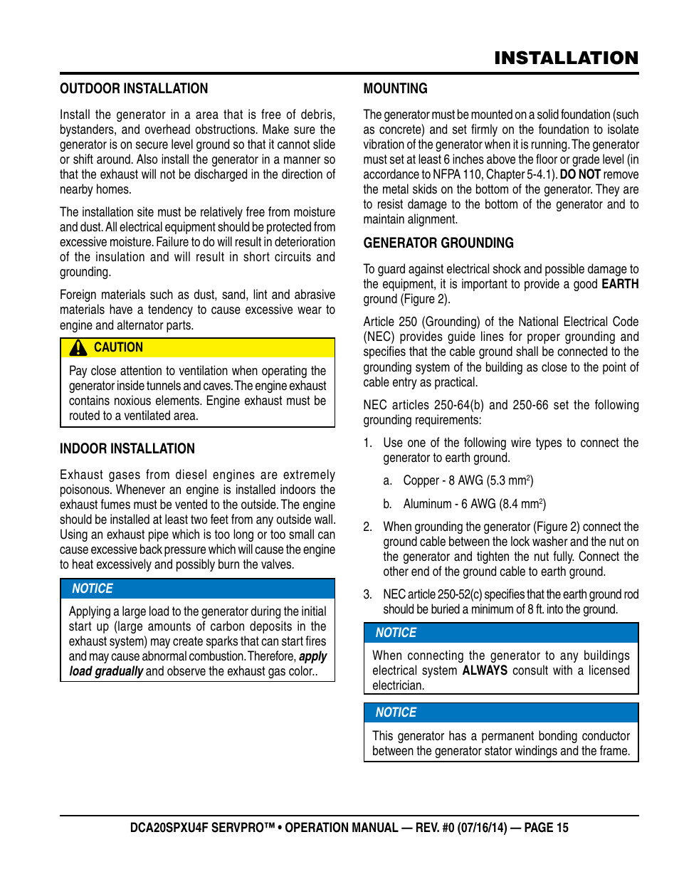 Installation | Multiquip DCA20SPXU4F User Manual | Page 15 / 104