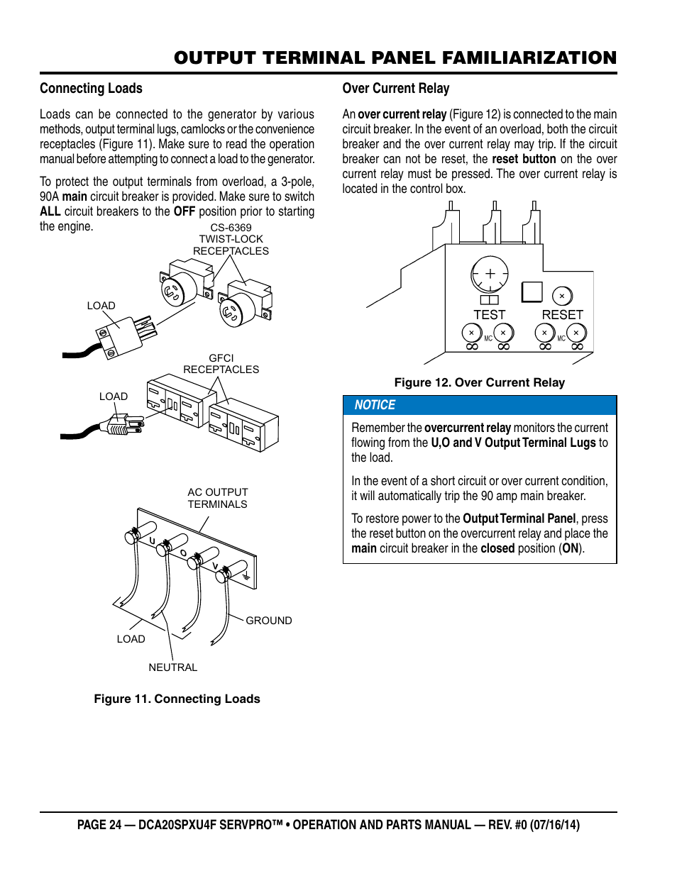 Output terminal panel familiarization | Multiquip DCA20SPXU4F User Manual | Page 24 / 104