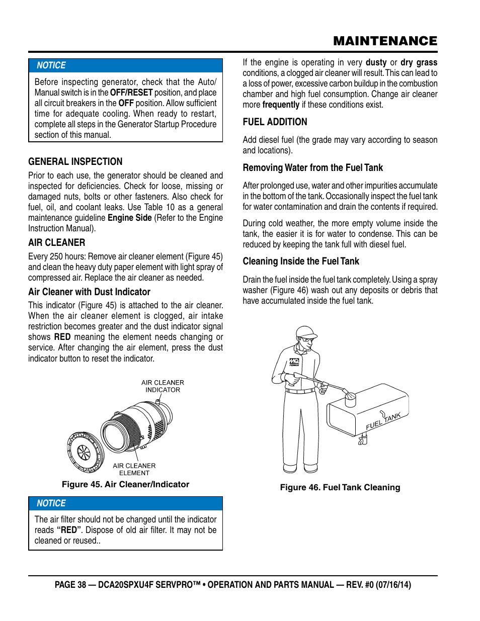 Maintenance | Multiquip DCA20SPXU4F User Manual | Page 38 / 104