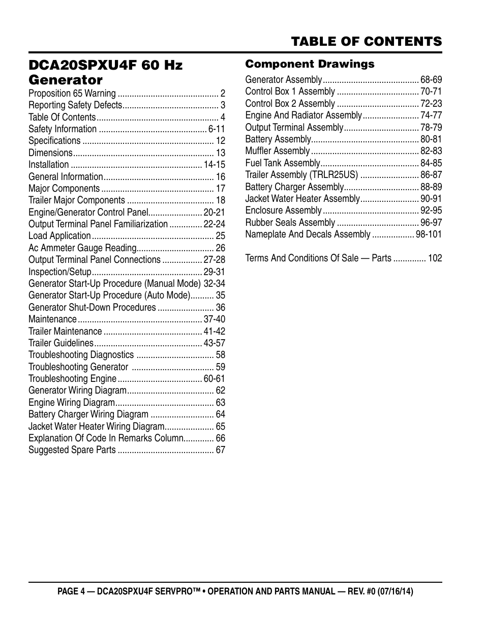Multiquip DCA20SPXU4F User Manual | Page 4 / 104
