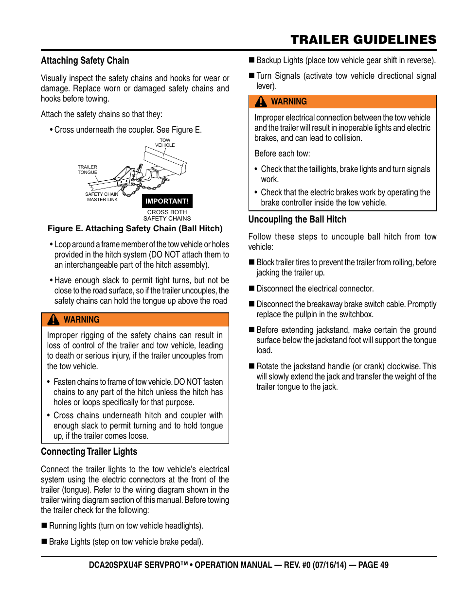 Trailer guidelines | Multiquip DCA20SPXU4F User Manual | Page 49 / 104