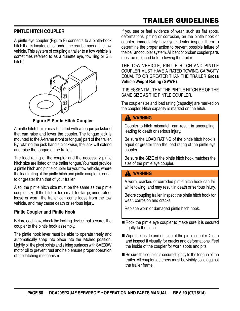 Trailer guidelines | Multiquip DCA20SPXU4F User Manual | Page 50 / 104