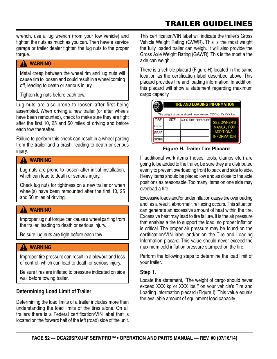 Trailer guidelines | Multiquip DCA20SPXU4F User Manual | Page 52 / 104