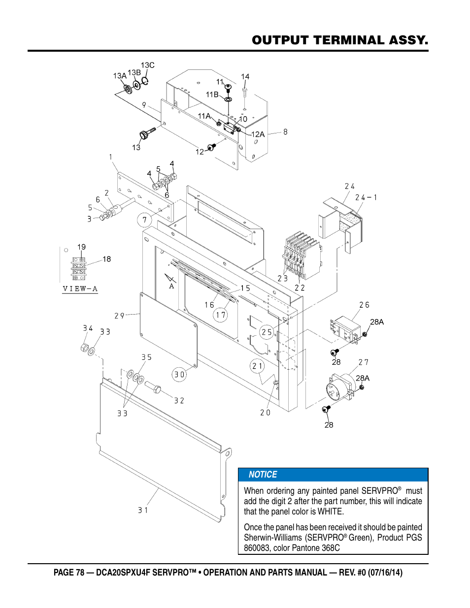 Output terminal assy | Multiquip DCA20SPXU4F User Manual | Page 78 / 104