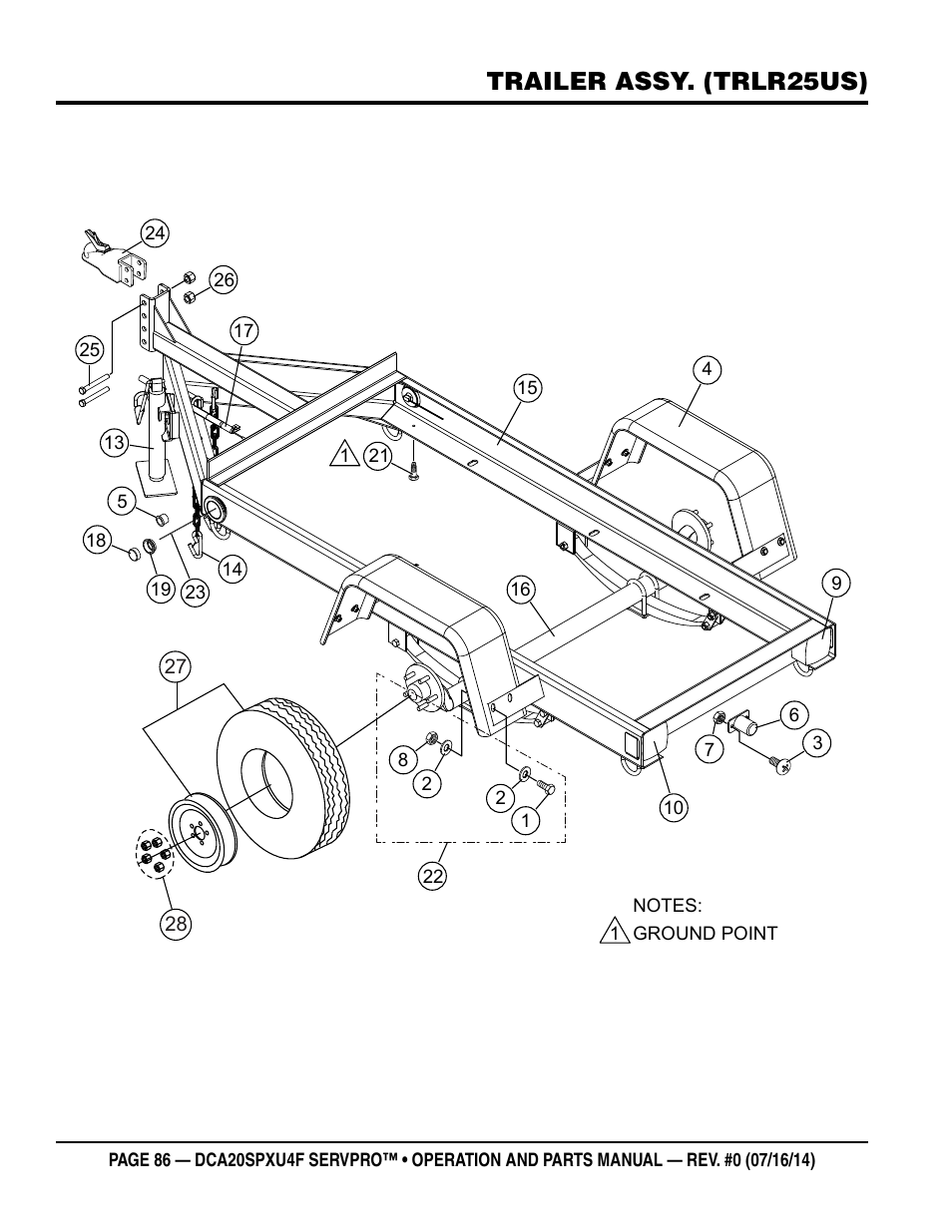 Trailer assy. (trlr25us) | Multiquip DCA20SPXU4F User Manual | Page 86 / 104