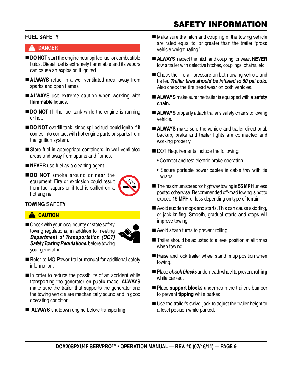 Safety information | Multiquip DCA20SPXU4F User Manual | Page 9 / 104