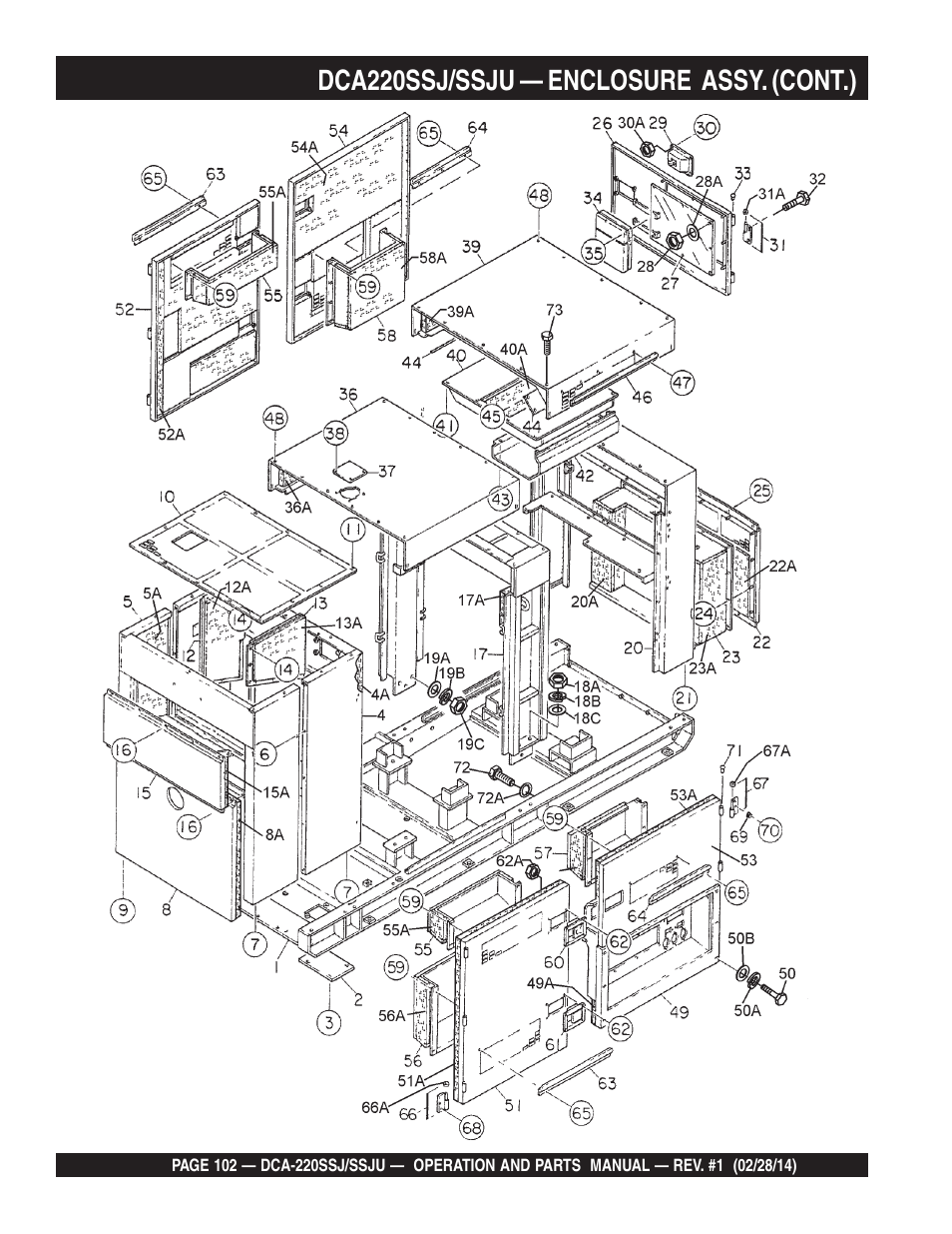 Dca220ssj/ssju — enclosure assy. (cont.) | Multiquip DCA220SSJ_SSJU User Manual | Page 102 / 114