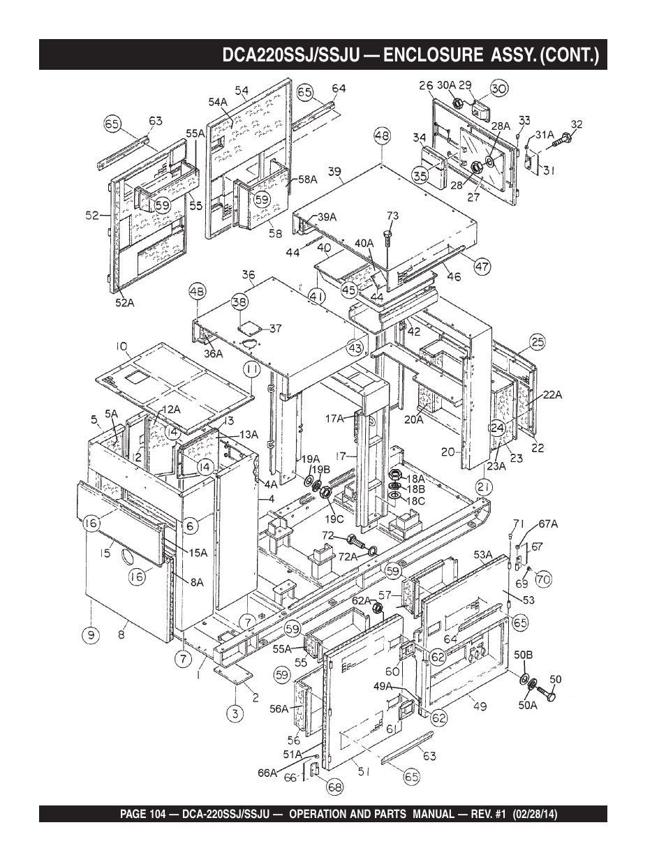 Dca220ssj/ssju — enclosure assy. (cont.) | Multiquip DCA220SSJ_SSJU User Manual | Page 104 / 114