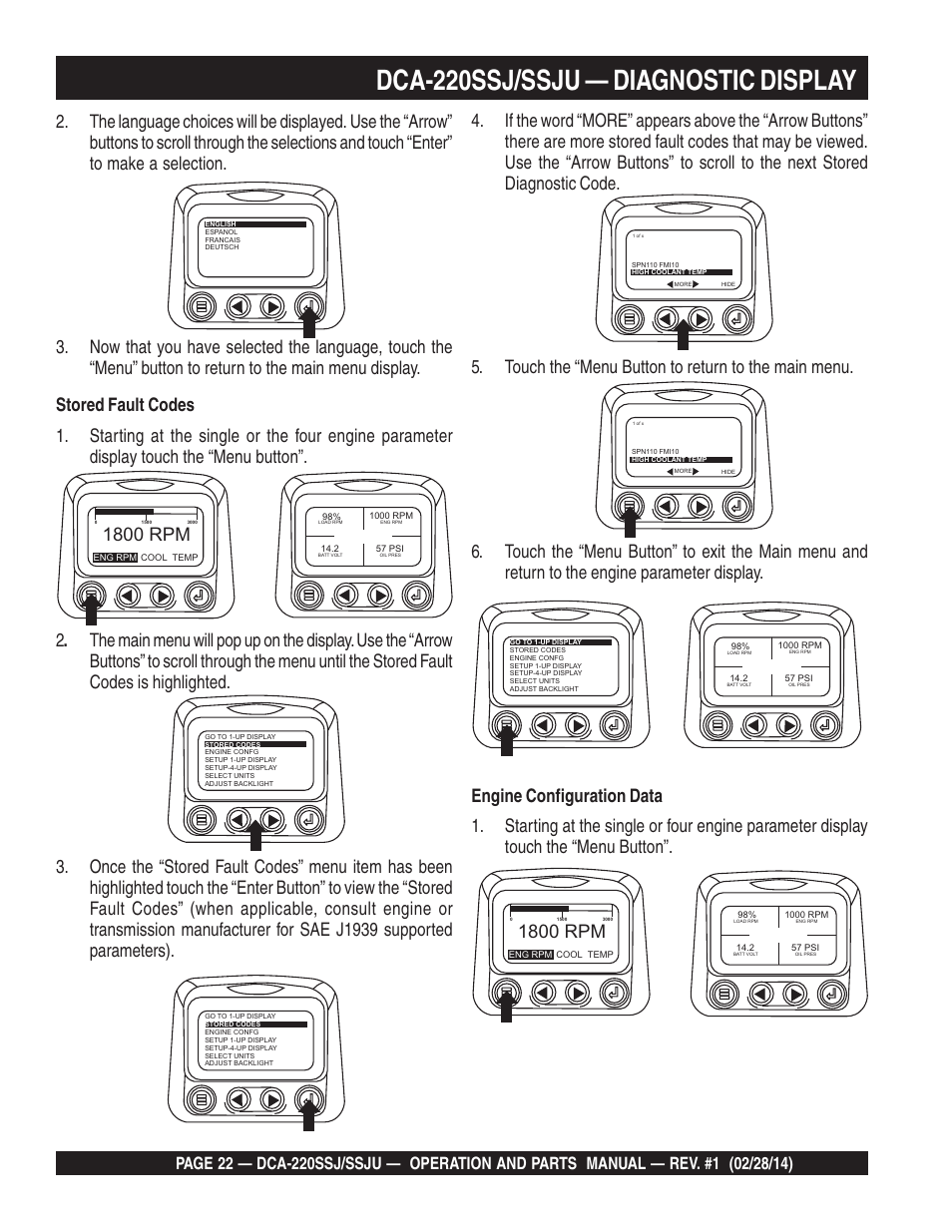 Dca-220ssj/ssju — diagnostic display, 1800 rpm | Multiquip DCA220SSJ_SSJU User Manual | Page 22 / 114