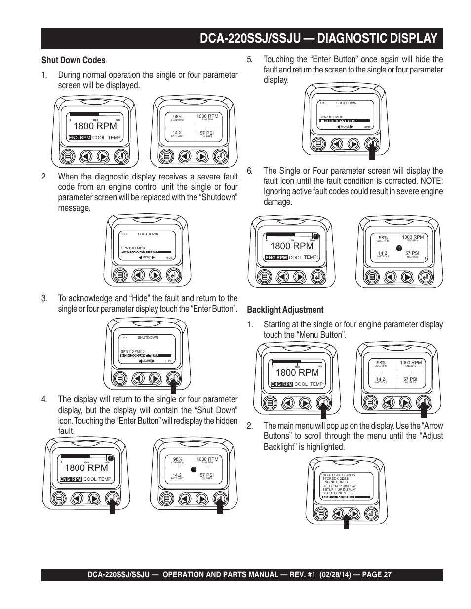 Dca-220ssj/ssju — diagnostic display, 1800 rpm | Multiquip DCA220SSJ_SSJU User Manual | Page 27 / 114