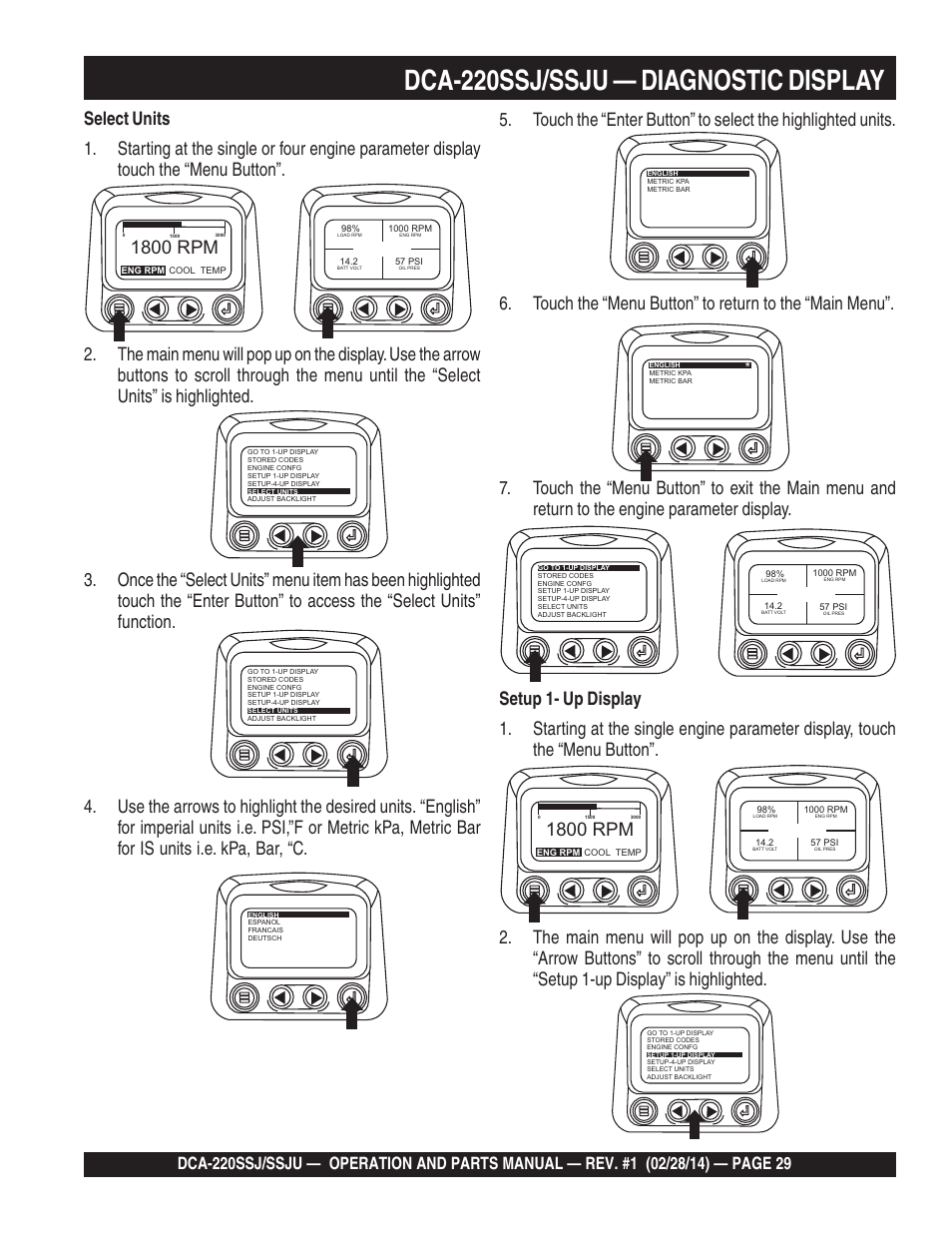 Dca-220ssj/ssju — diagnostic display, 1800 rpm | Multiquip DCA220SSJ_SSJU User Manual | Page 29 / 114