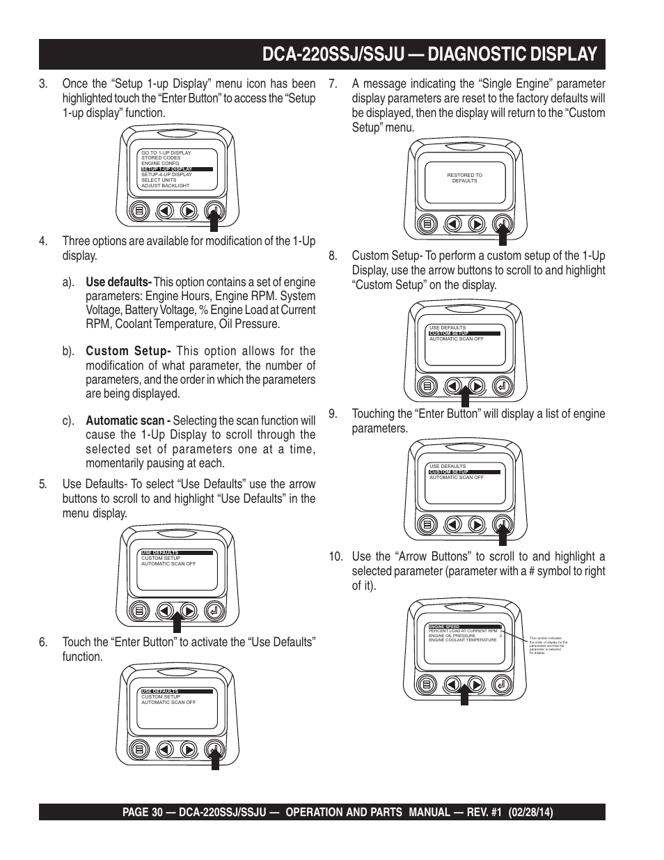 Dca-220ssj/ssju — diagnostic display | Multiquip DCA220SSJ_SSJU User Manual | Page 30 / 114